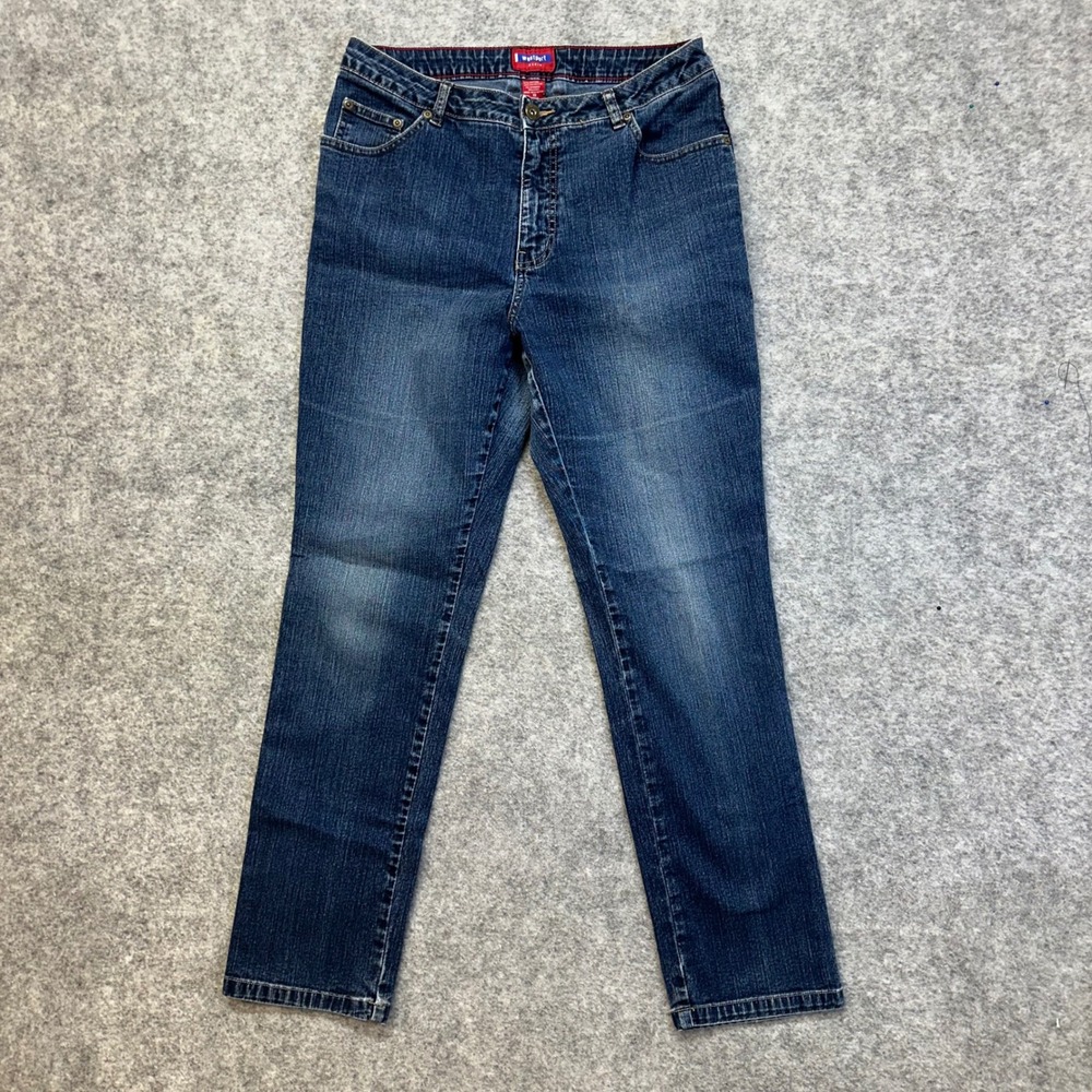 Westport Denim Straight Leg Jeans‎ Women Size 10 Blue Embroidered High Rise